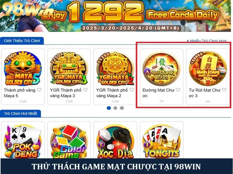 Thử thách trò chơi tại nhà cái 98win